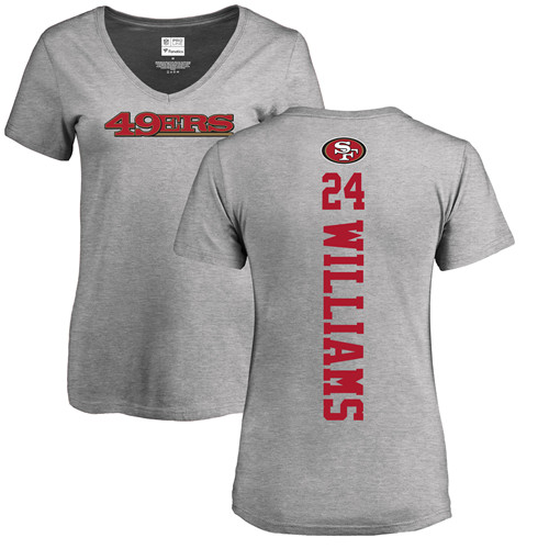 San Francisco 49ers Ash Women K Waun Williams Backer #24 NFL T Shirt